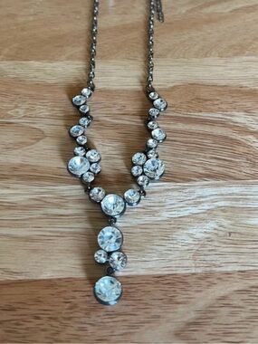 Clear Crystal Drop Necklace in Silver-Tone Setting